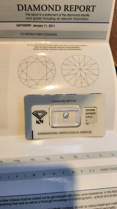 Duży okazały BRYLANT DIAMENT do pierścionka zaręczynowego 0.75 ct