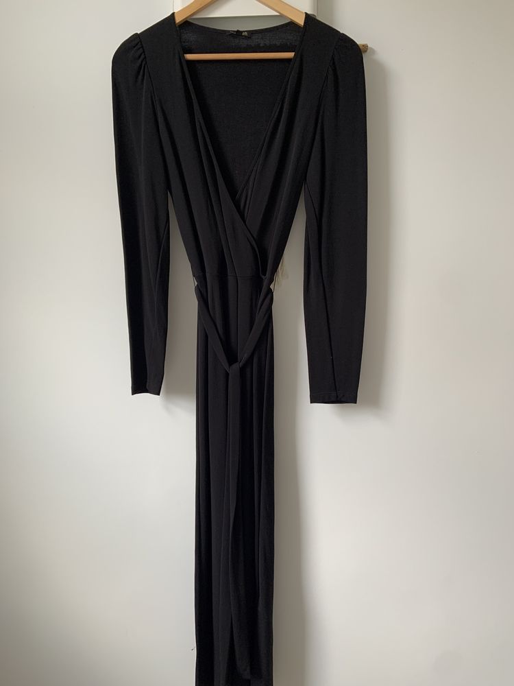Sukienka czarna maxi długa Massimo Dutti rozmiar XS