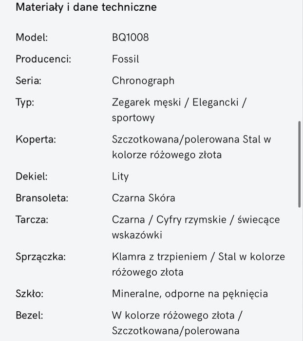 Zegarek Fossil BQ1008 skórzany pasek