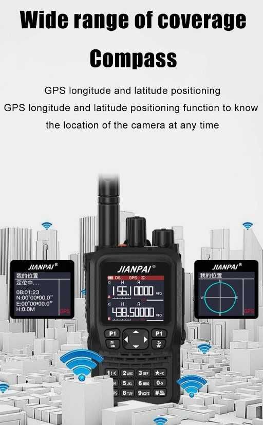 Krótkofalówka 2 zakresowa Jianpai 8800 Plus 10W 5800 mAh BT GPS USB C