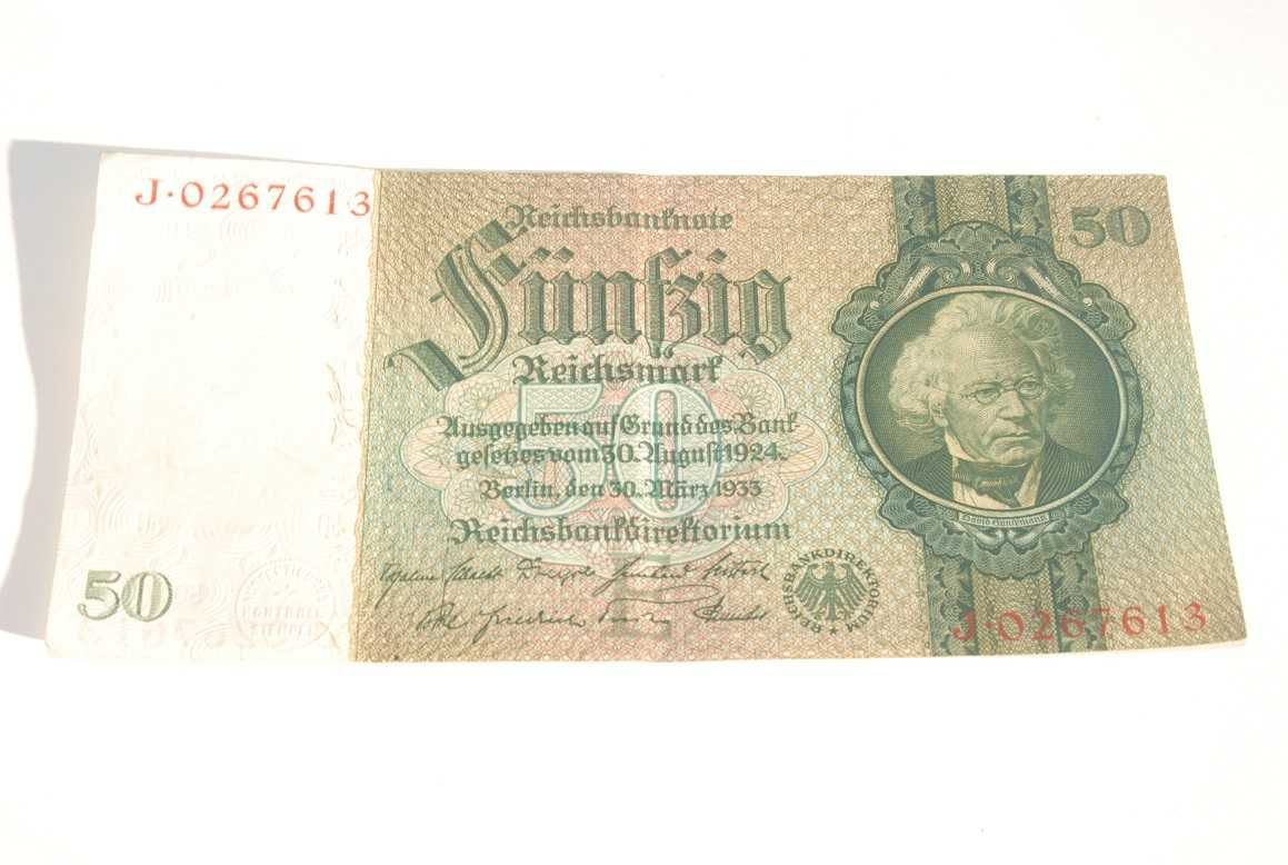 Stary banknot 50 marek 50 reichsmark 1933 antyk