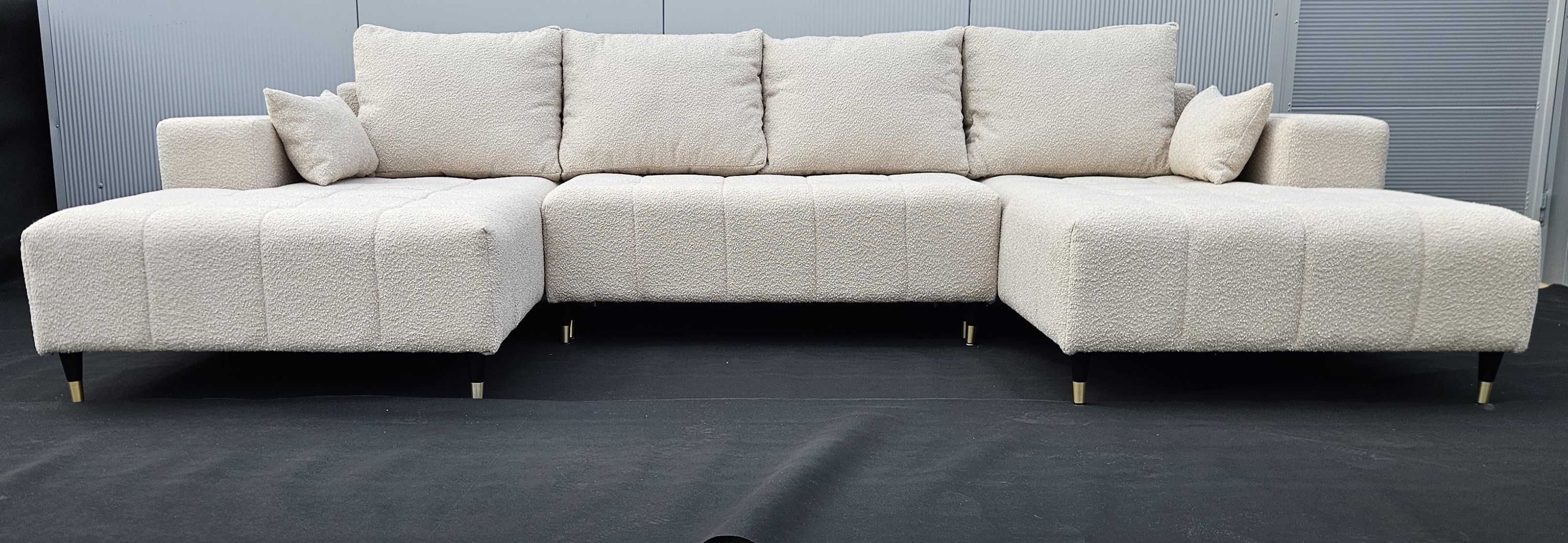 Stylowy narożnik MAGNUM z funkcją spania w eleganckiej tkaninie boucle