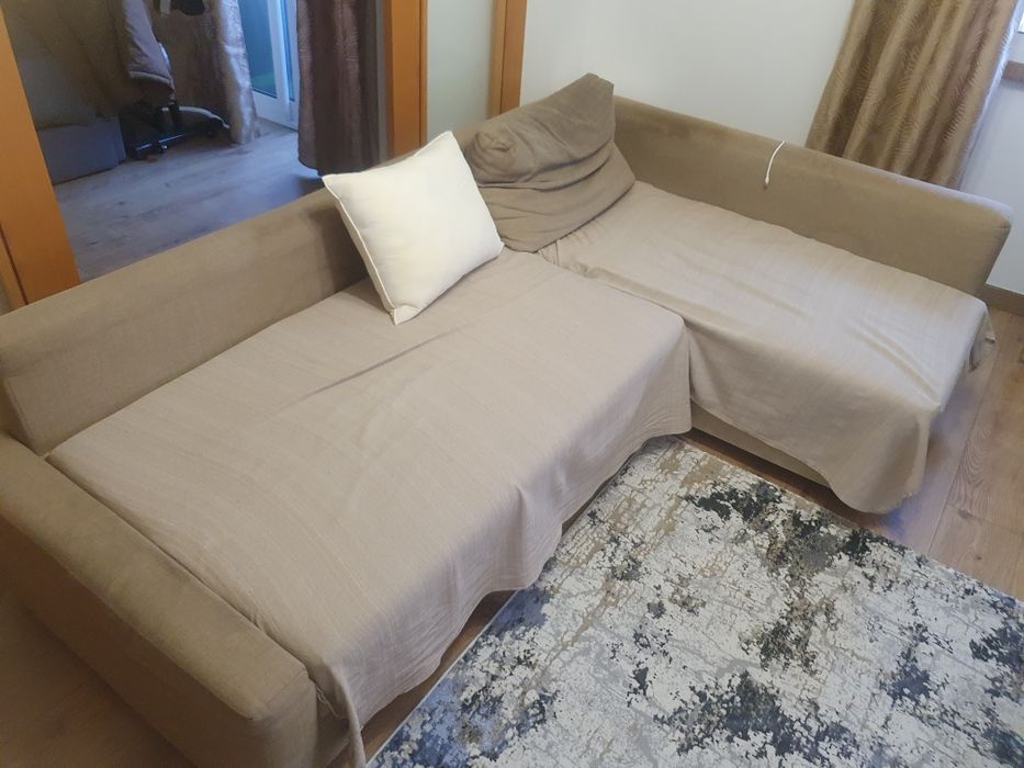 Sofá-cama de canto c/arrumação, Skiftebo beje  do ikea