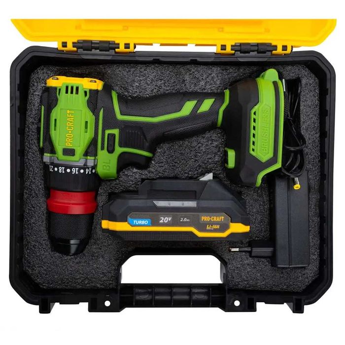 Шуруповерт Procraft PA18Pro DFR (з 1 АКБ 2Аг) Кейс