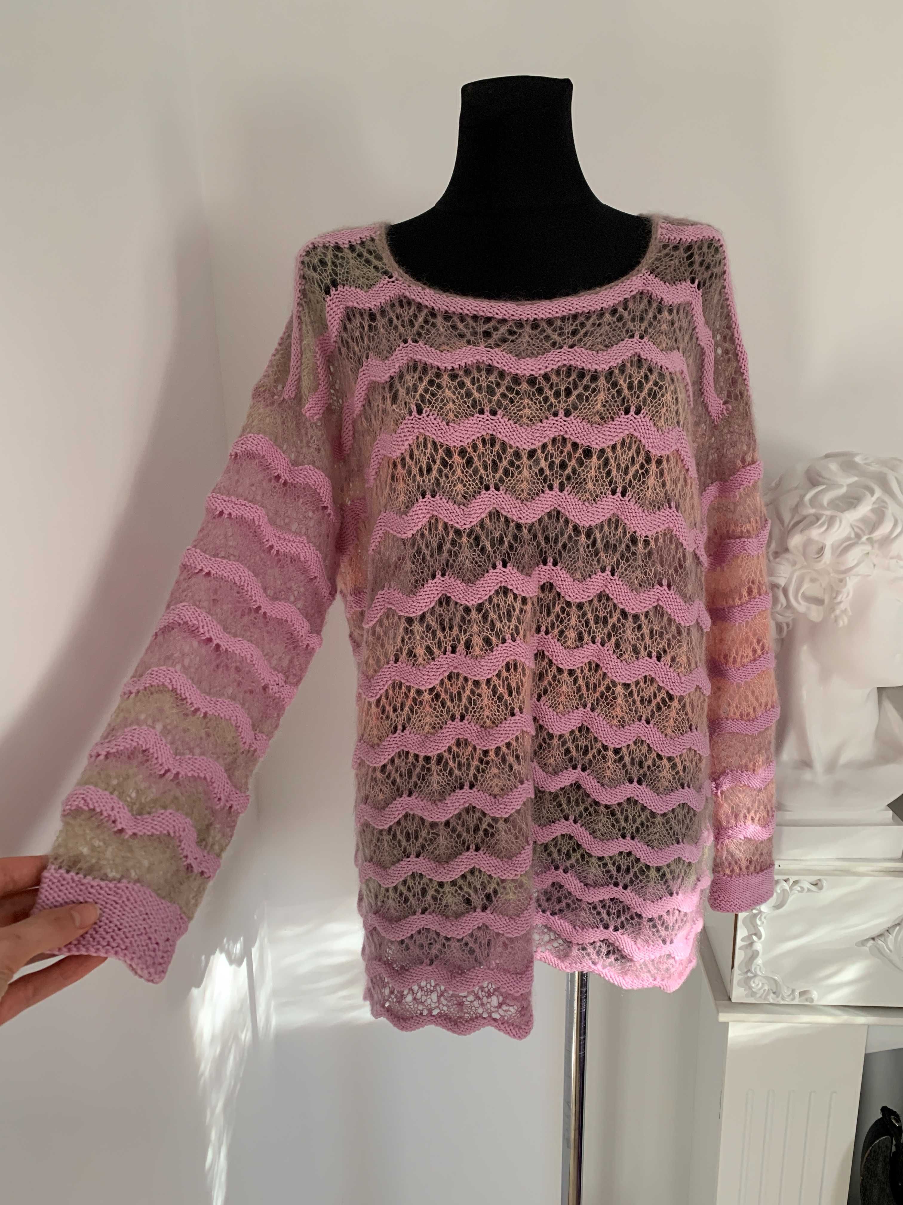 Sweter handmade moher ombre