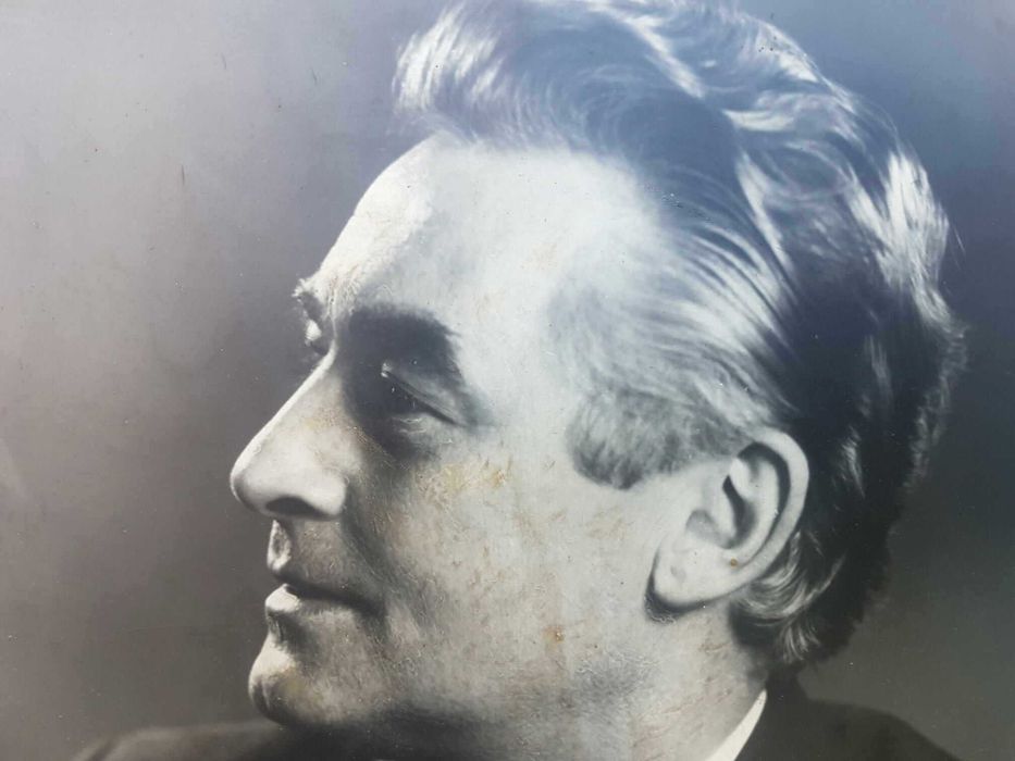 Obraz FOTOGRAFIA PRL Portret Mężczyzny w Mundurze GÓRNICZYM rama 30x41