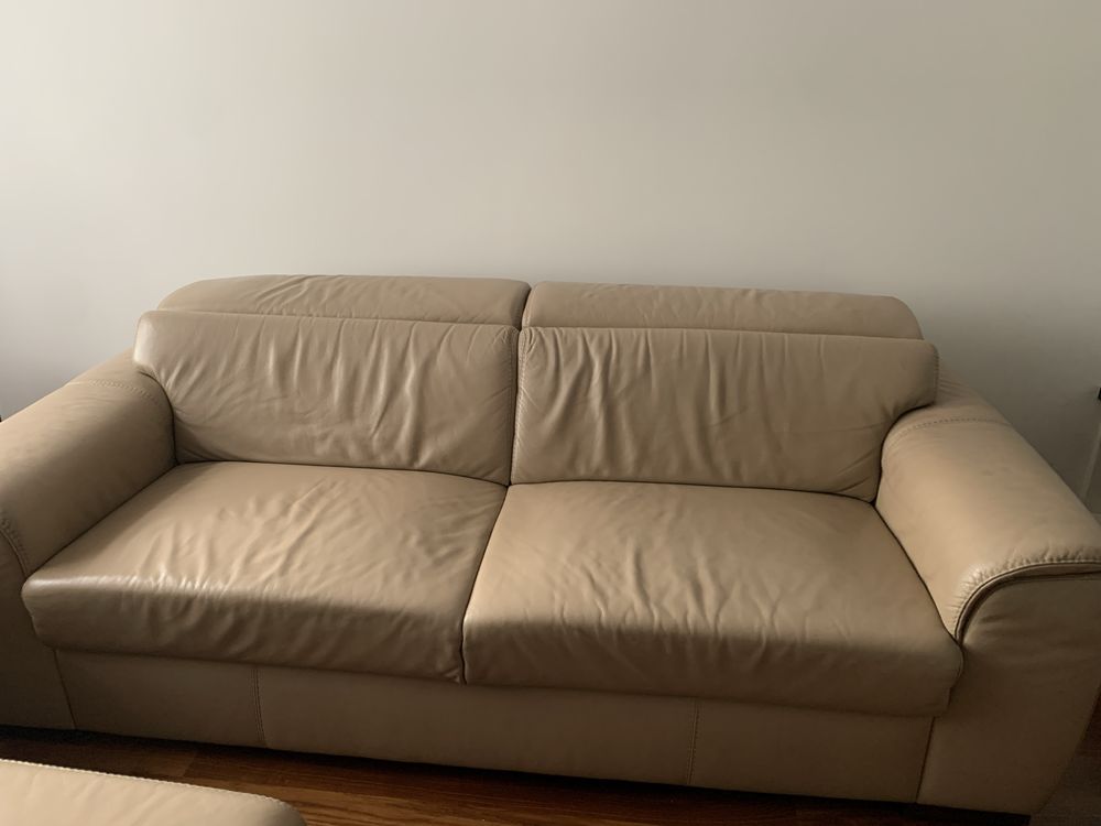 Komplet skóra Kler 2 x sofa i pufa duza