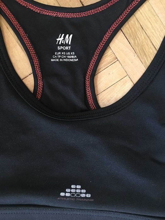 Czarny stanik biustonosz top sportowy H&M roz. 80A