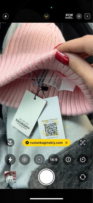 Шапка чорна рожева RB Ruslan Baginskiy  Руслан Багинский Багінський