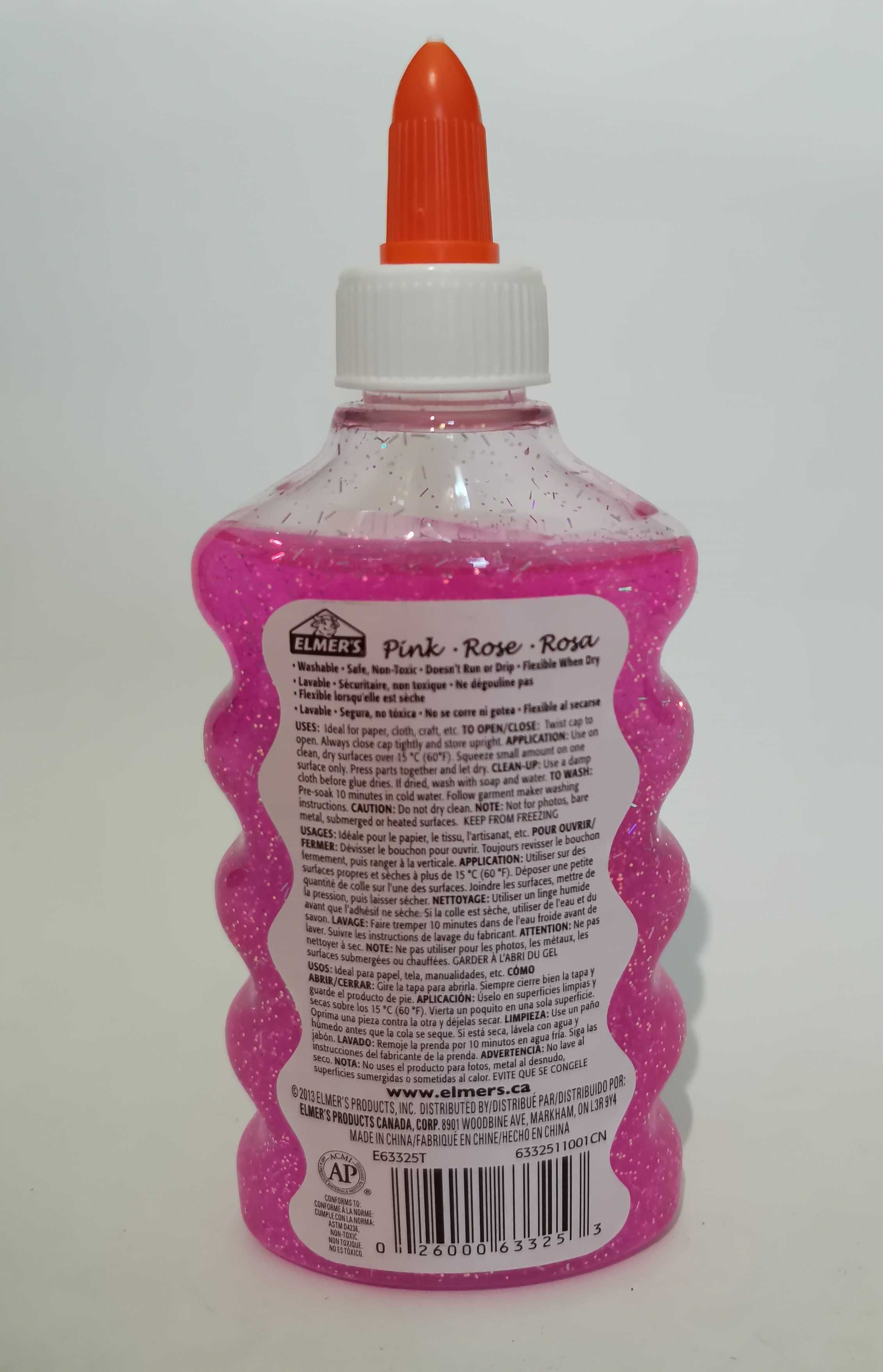 Клей Elmer's Glitter Glue PINK для слайма, розовый глиттер, 177мл(6oz)