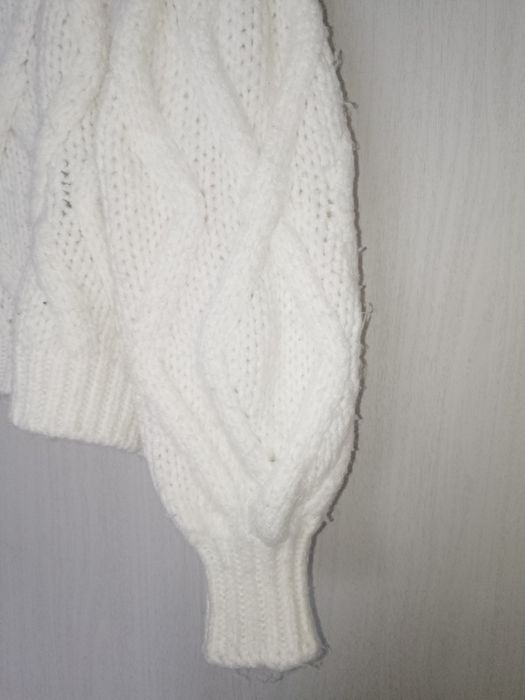 нарядный свитер S-M кроп свитер с косами ручная работа