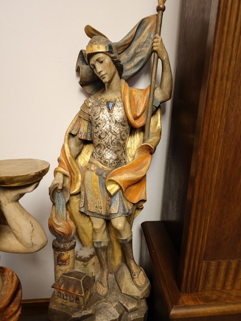 Św Florian figura 86cm z drewna polichromia