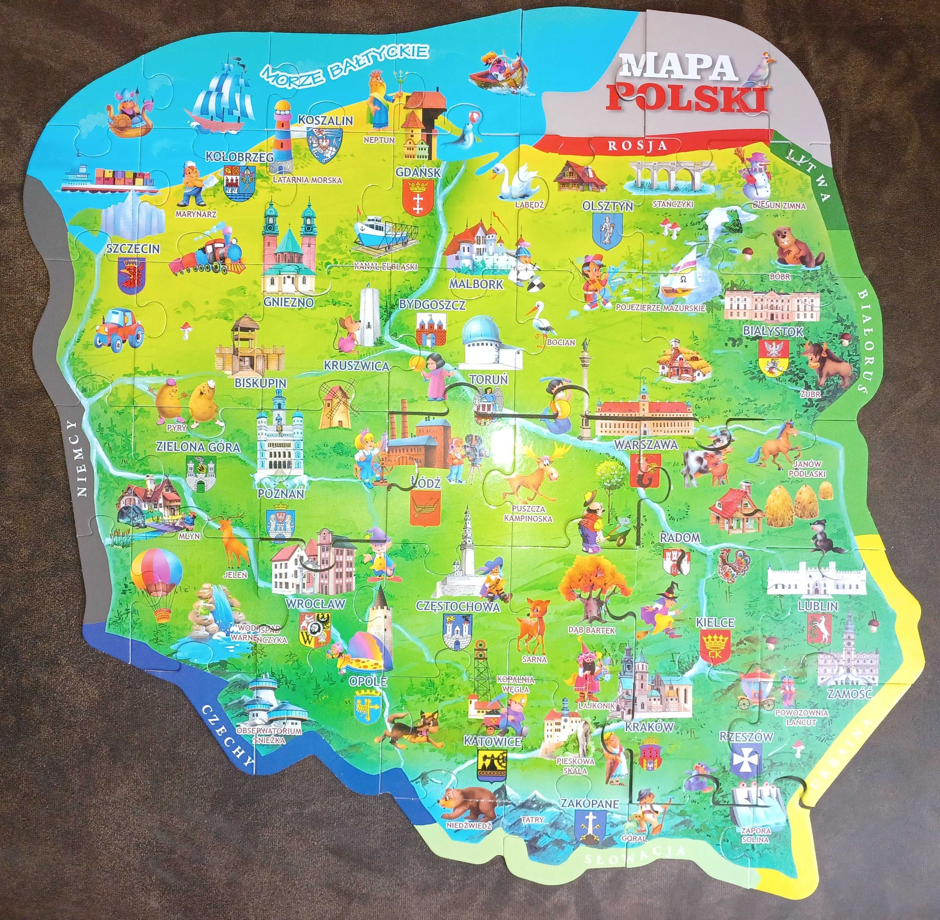 Zabawki gra edukacyjne puzzle mapa Polski bardzo ciekawe