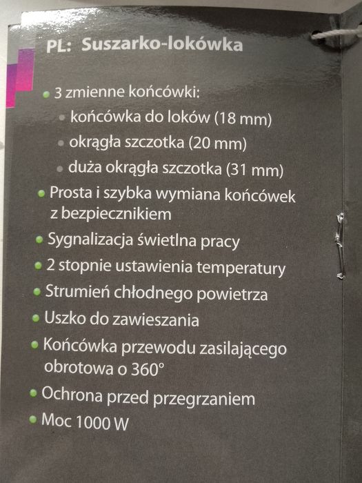 Lokówko suszarka sencor nowa