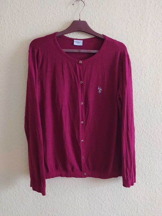 Sweter damski U.S Polo Assn. rozpinany, bordowy L