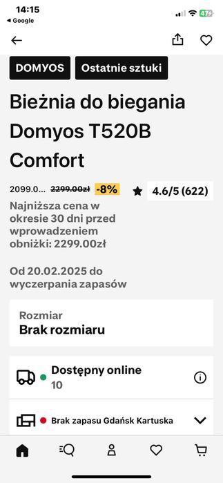 Bieżnia Domyos T520B comfort Decathlon