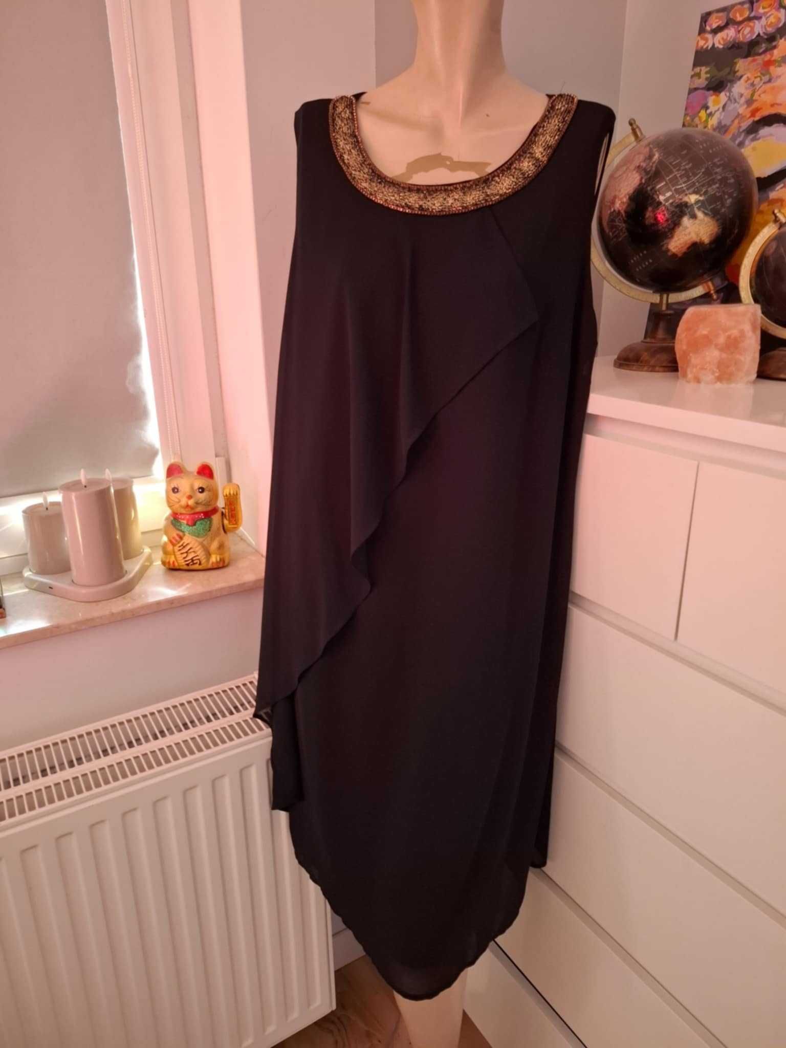 44 XXL Anna Field elegancka czarna sukienka wieczorowa letnia na lato