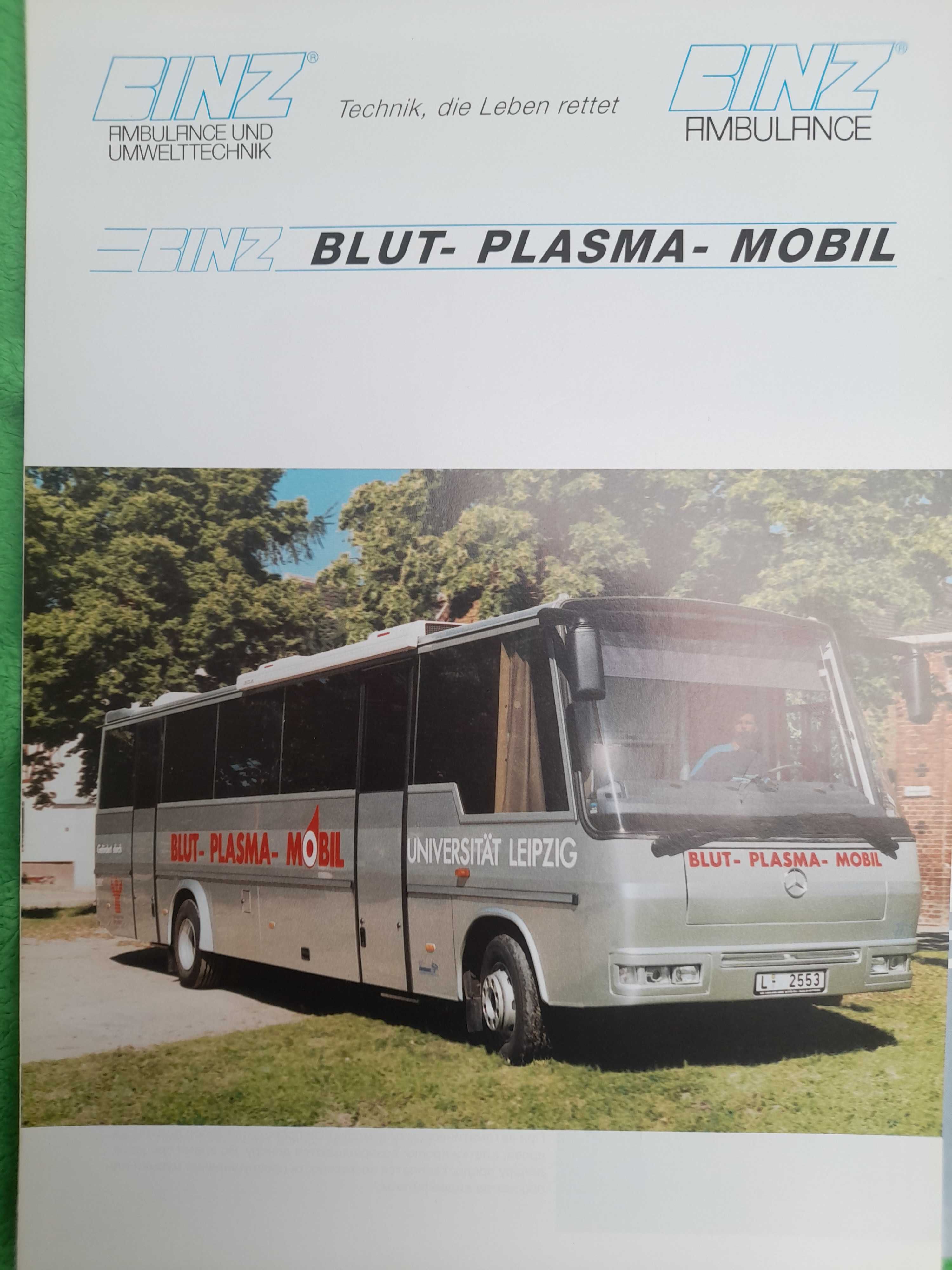 BINZ ambulans stacja krwiodawstwa podwozie Mercedes j.niem/ang/ros