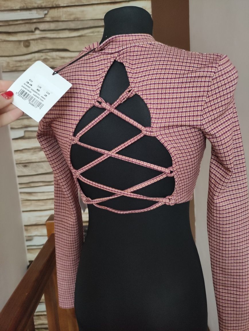 Top golf polgolf Crop top wiązanie sznurki na plecach XS 34 nowy nowa