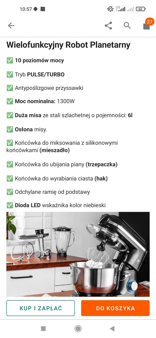 Robot kuchenny planetarny czarny