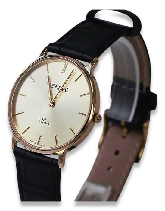 Zegarek męski z czerwonego różowego złota 14k 585 Geneve mw004r