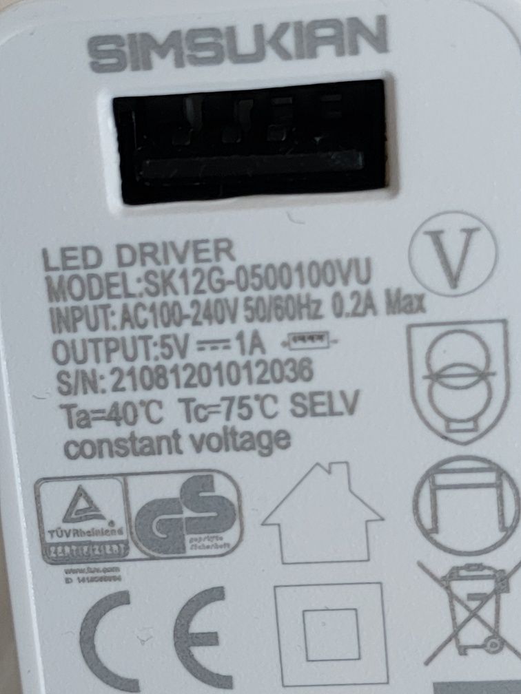 Ładowarka USB adapter 5V 1A led driver