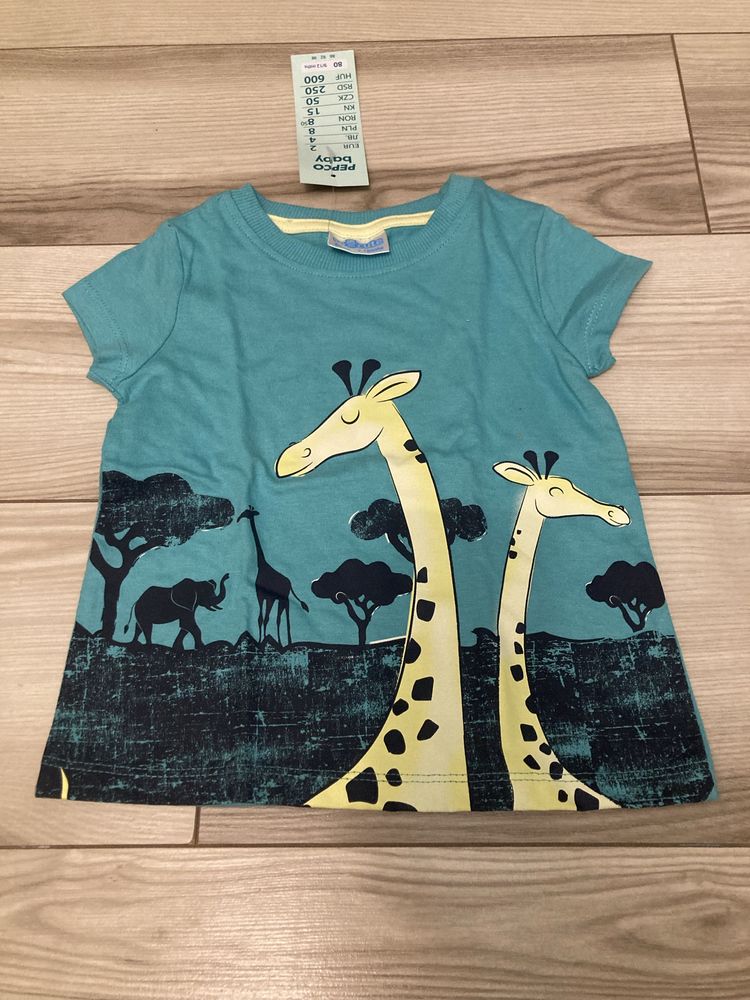 Koszulka t-shirt z zyrafą safari nowa z metką r.80