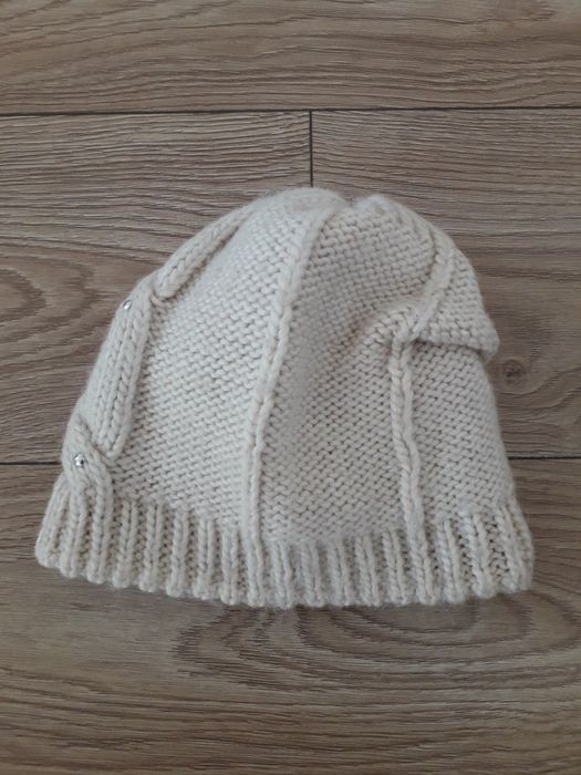 Czapka damska  kremowa ciepła polar beanie