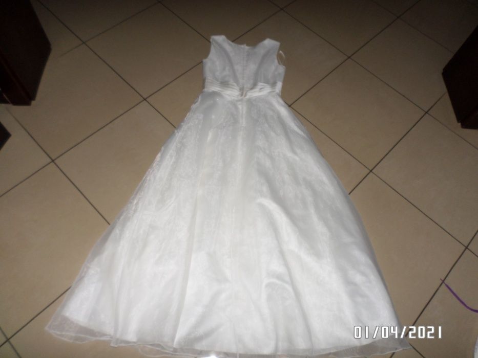 śliczna sukienka ślubna-Ecru-Rozm-S-36