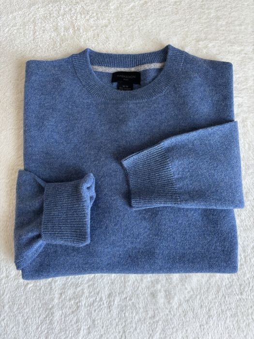 Sweter kaszmirowy męski kolor niebieski Magaschoni rozmiar M