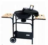 Grill węglowy kulisty z pokrywą i półkami duży 43cm, ruszt chromowany