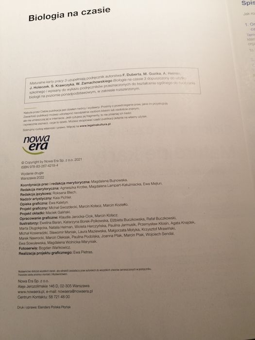 Biologia na czasie- maturalne karty pracy