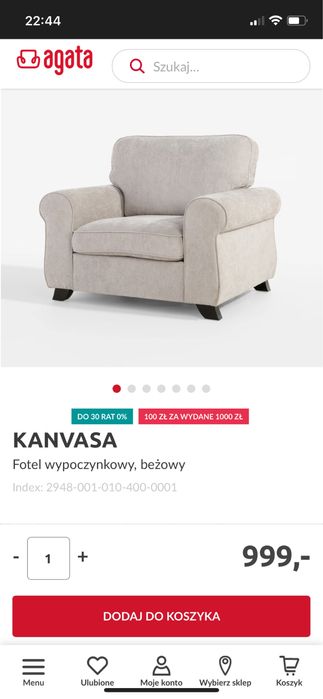 Fotel kanvasa agata meble beżowy