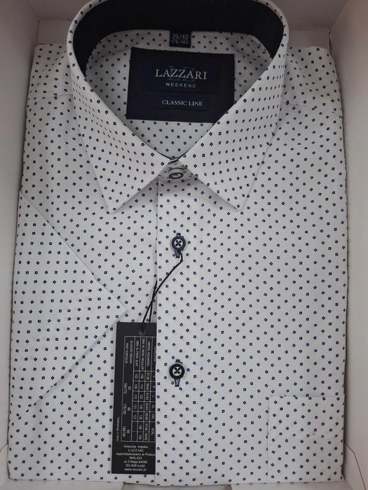 Koszula męska LAZZARI kr. rękaw, rozm. 39/40 . WYPRZEDAŻ!