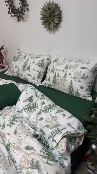 Комлект Фланель Байка Турция Фабрика полутоный двушка евро семейный