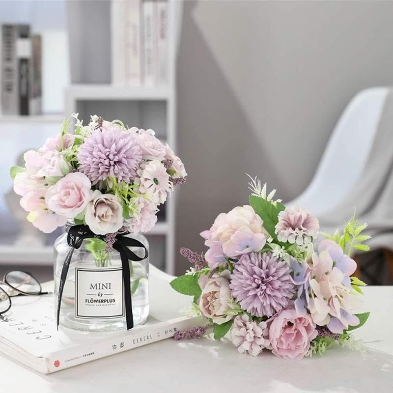 Chryzantema Róże Bukiet Sztucznych Kwiatów do Kompozycji Wazonu 32 cm
