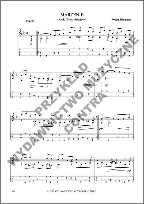Łatwy Schumann na gitarę fingerpicking (nuty + tabulatury)