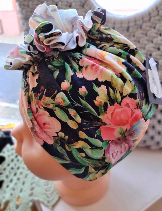 Czapka turban wiosna kwiaty peonie 48 prezent