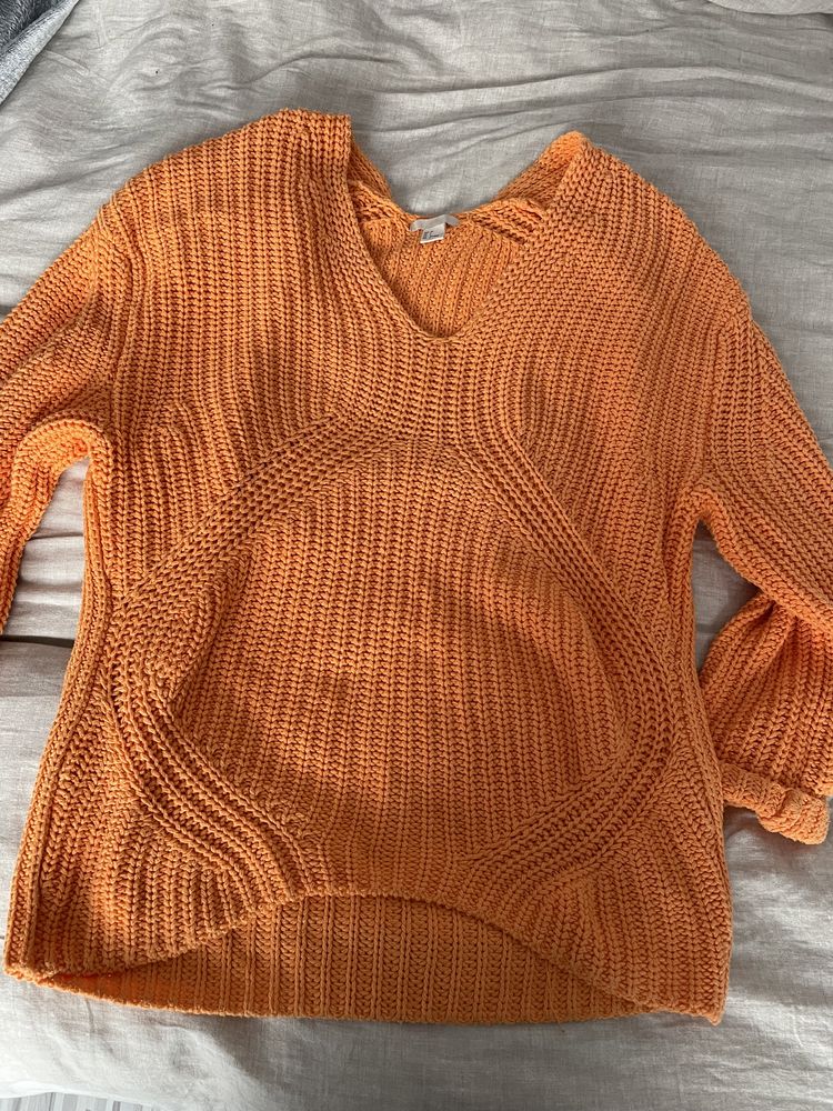 Pomarańczowy sweter oversize H&M hit XS/34 instagram Orange