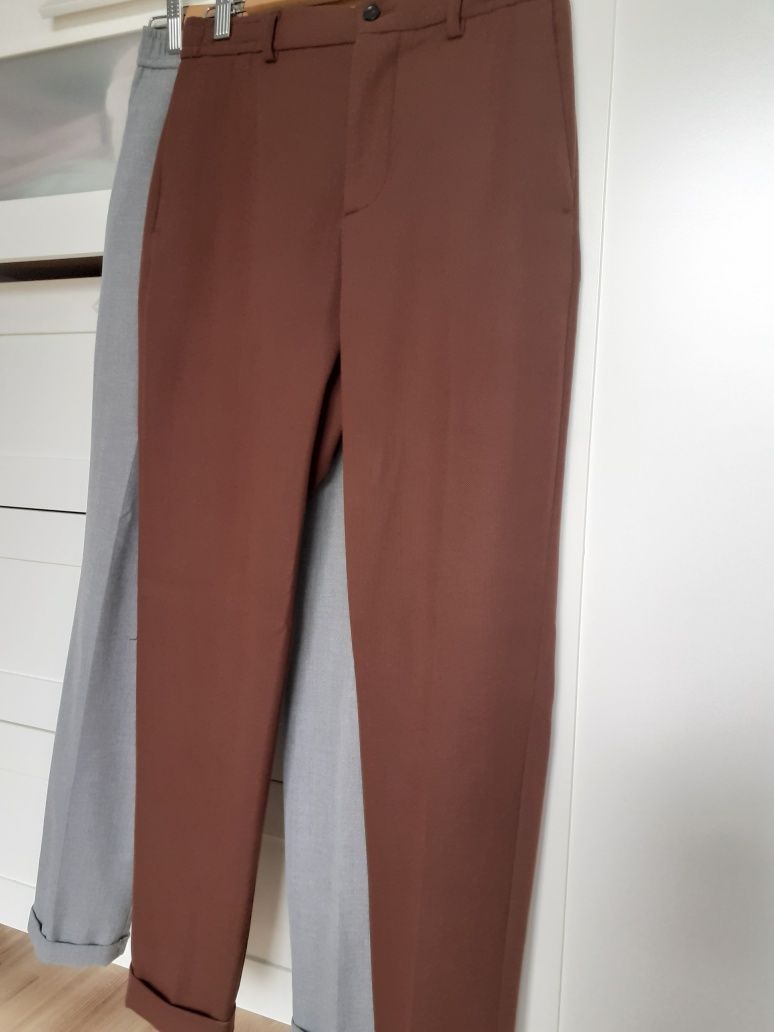 Spodnie męskie Zara S rude + szare