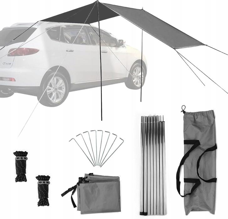 Markiza Samochodowa 3x2m Plandeka Na Samochód Daszek Samochodowy 3x2m