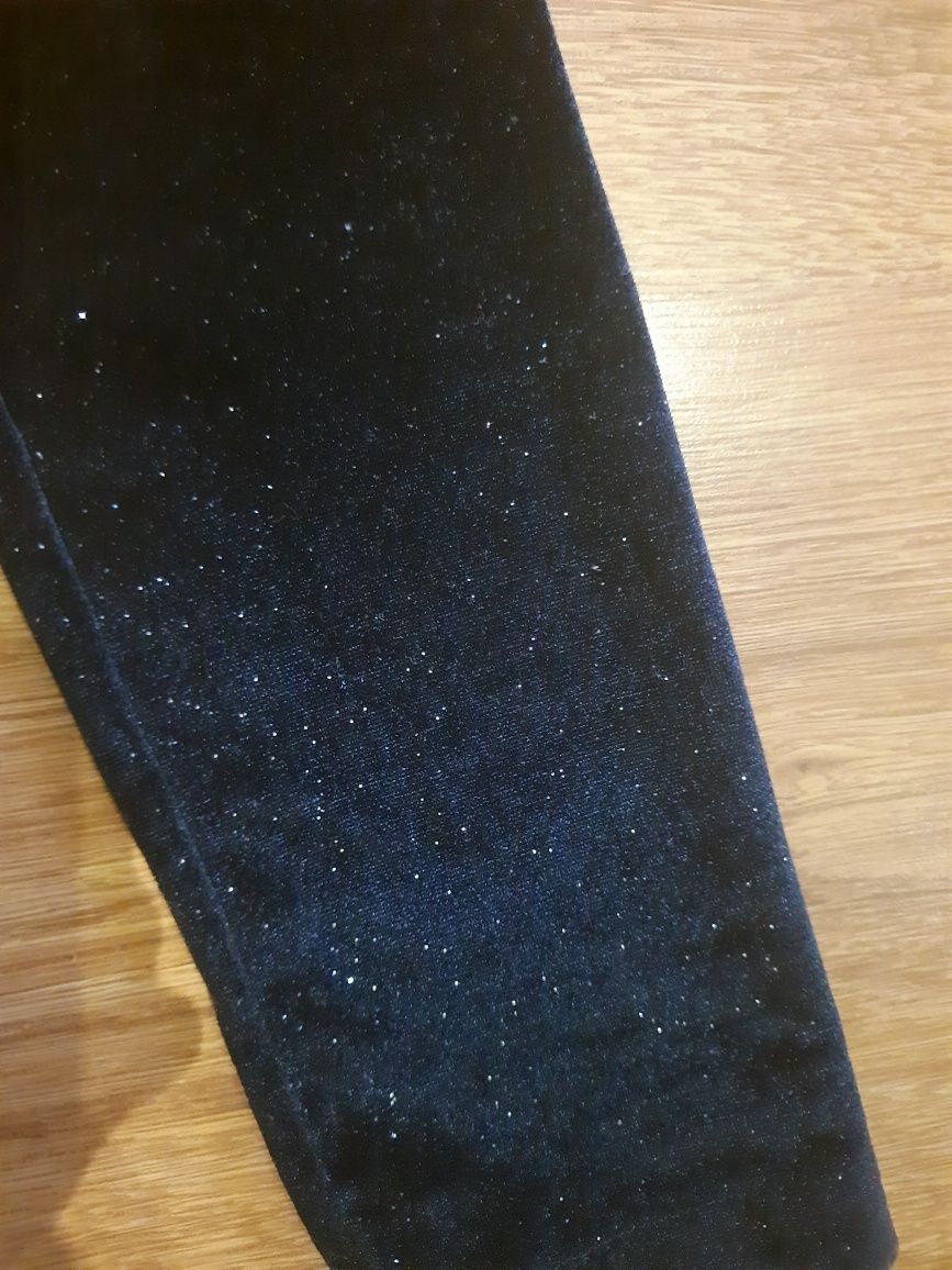 Чорні велюрові легінси лосінки з блискітками 128