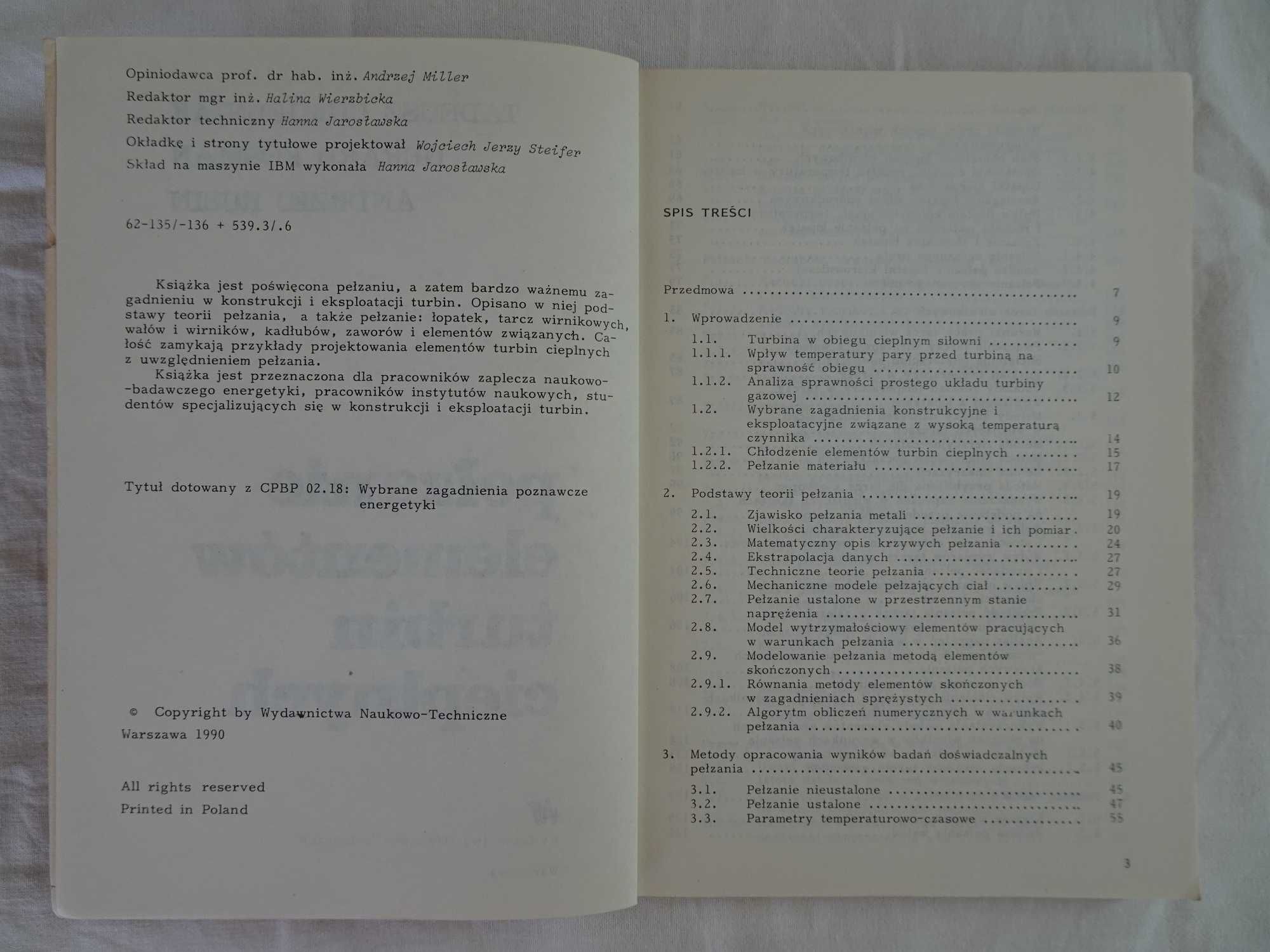 Książka Chmielniak Kosman Rusin Pełzanie elementów turbin cieplnych