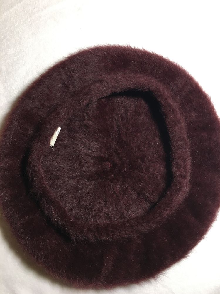 Moherowy beret damski , kolor bordo
