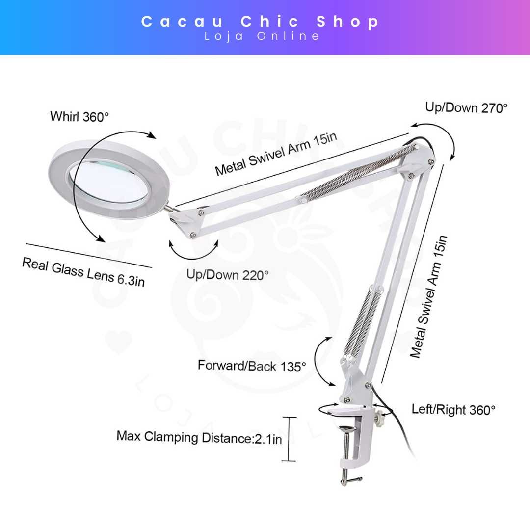 Lupa Led 8 Dioptrias Articulada de Mesa