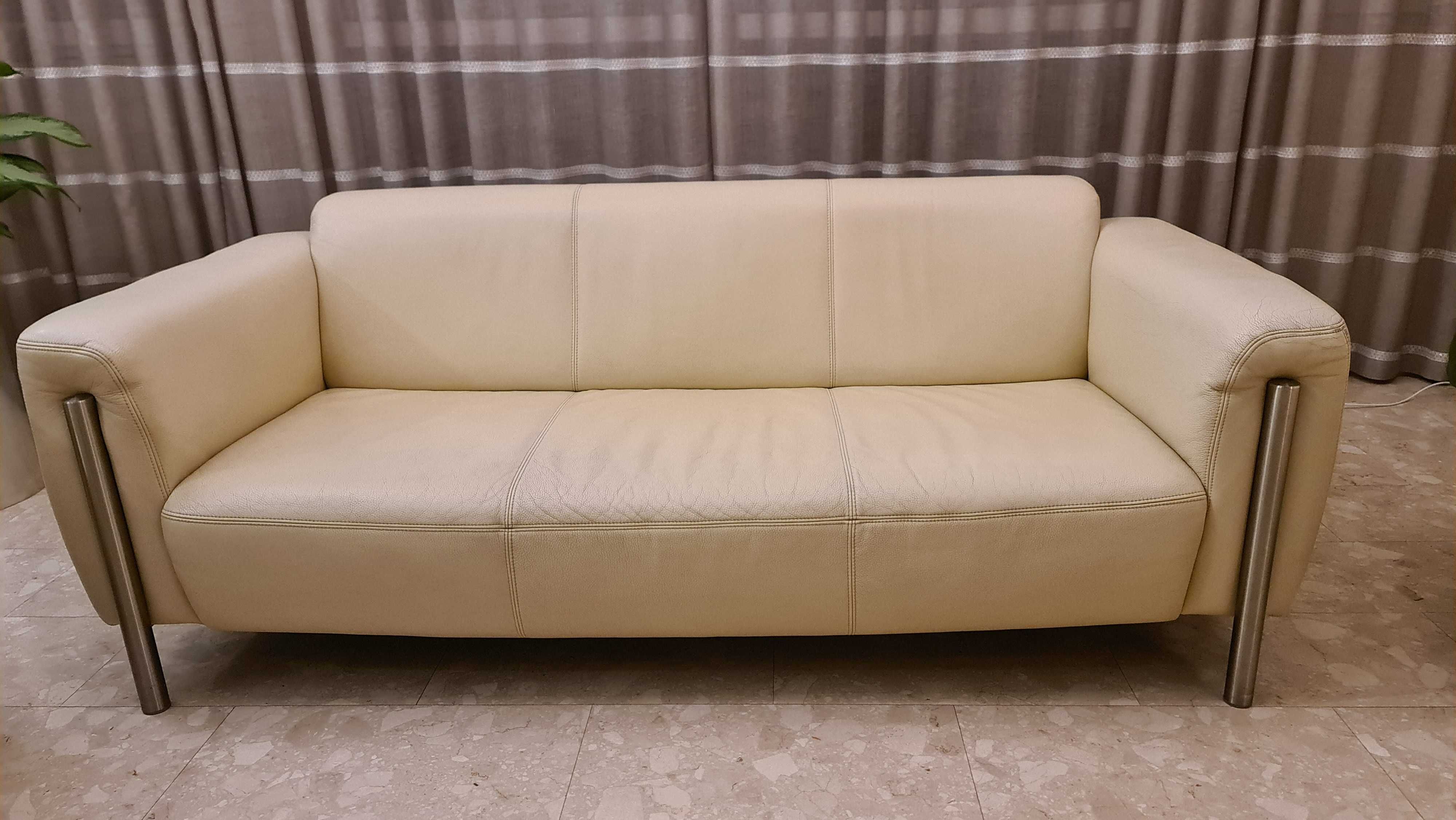 Komplet sofa trzyosobowa i fotel skóra naturalna (+gratis)