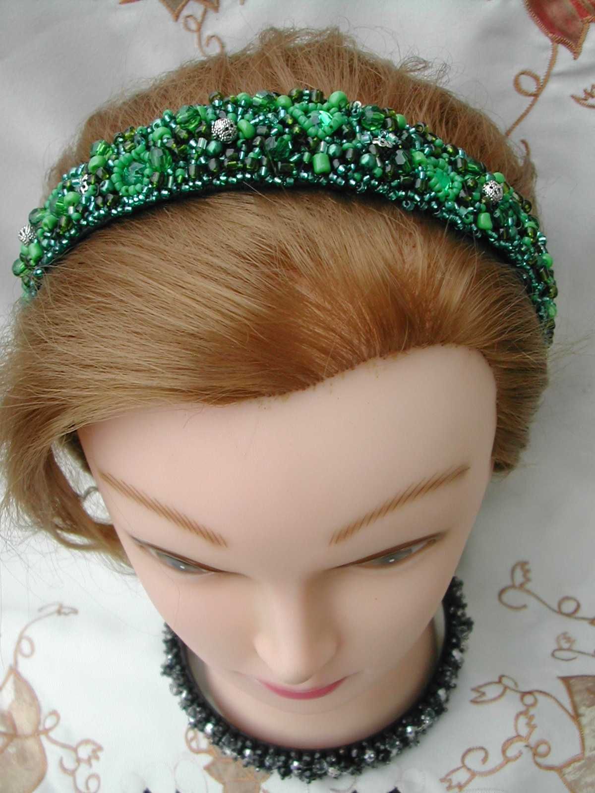 Изумрудно-зеленый обруч для волос hand made