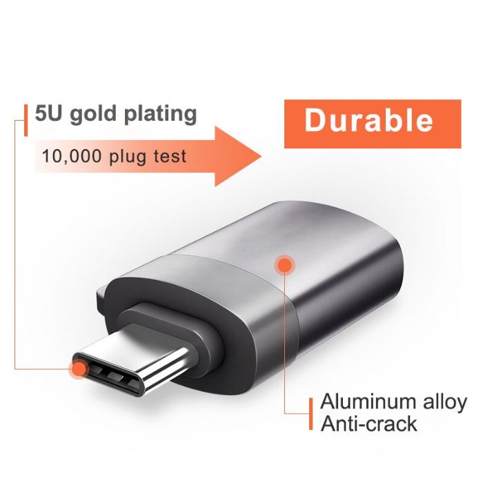 USB-C do USB-A OTG Adapter, Przejściówka, Metalowa NOWA!