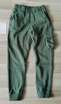 Name it spodnie dresowe bojówki zielone melanż 146