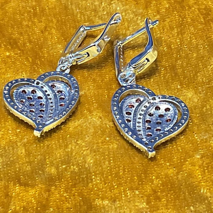 Brincos prata 925 tema coração 3,5 cm